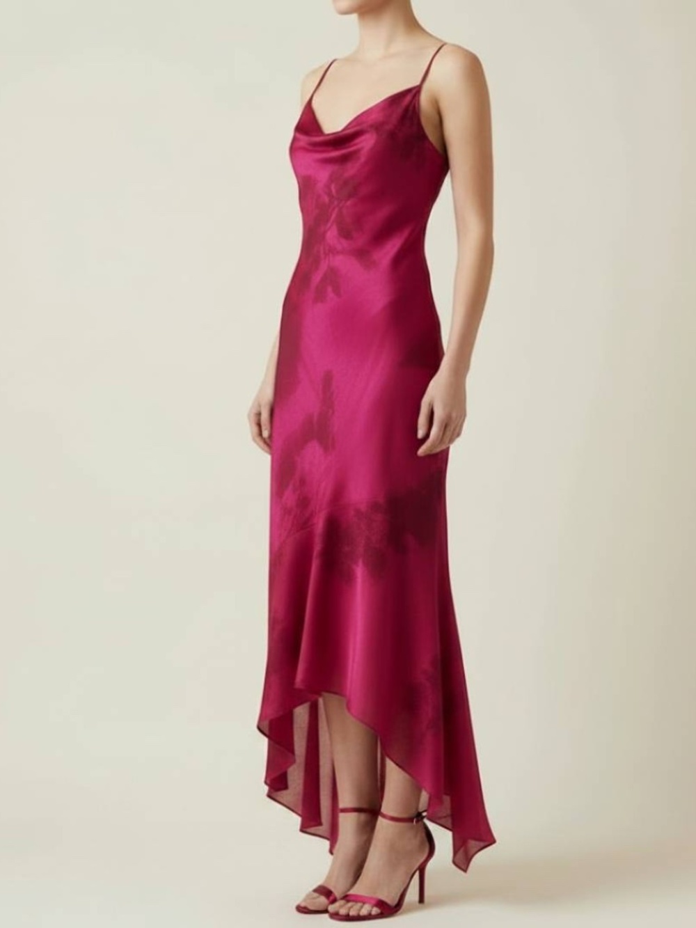 Dorothy Perkins Chiffon Maxi Slip Dress Magenta Floral Size 12